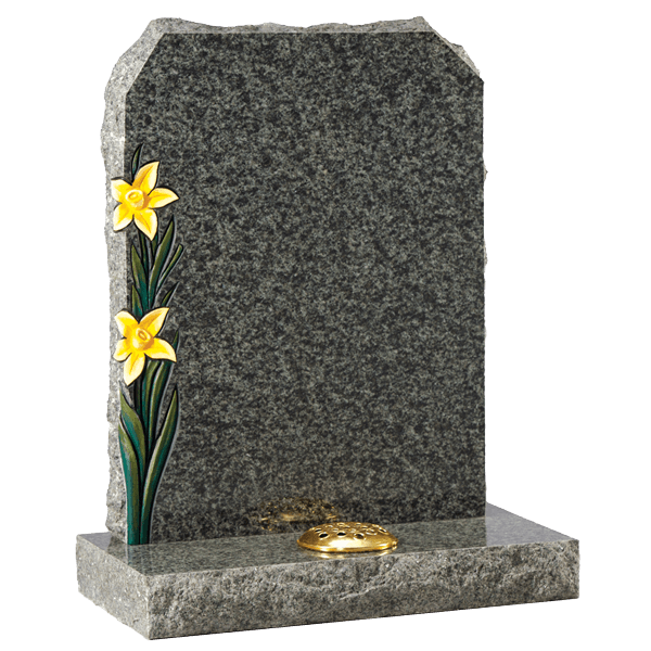 Rustic Headstone With Daffodils Design