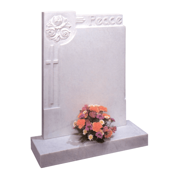 Headstone With Roses, Cross & 'Peace'