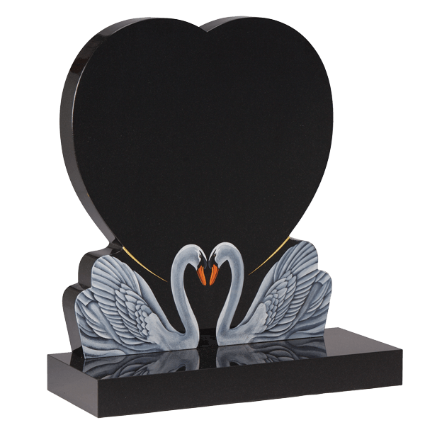 Heart Headstone With Swans