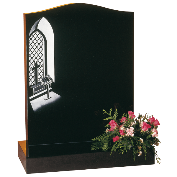 Ogee Headstone With Church Window