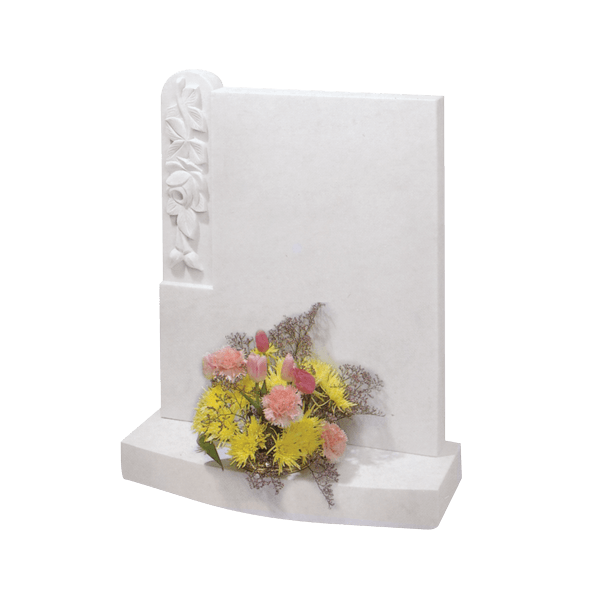 Headstone With Inset Rosebud & Leaves