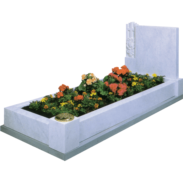 Headstone With Cross, Roses & Kerbs