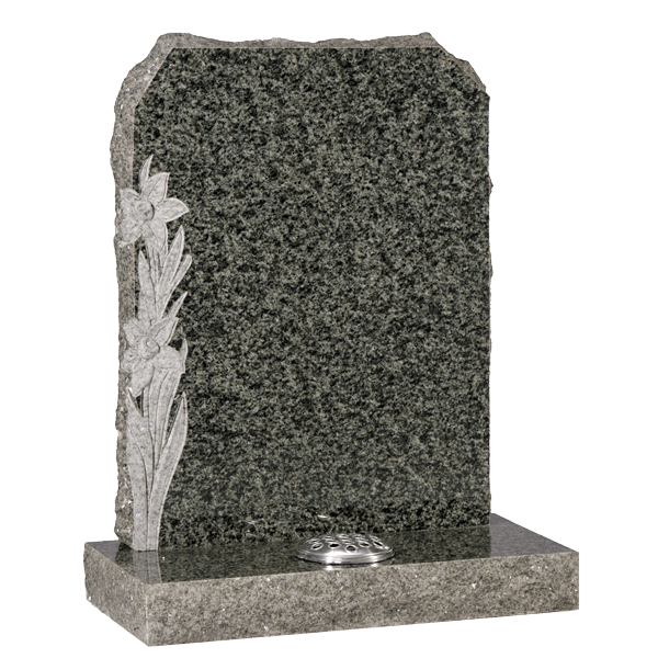 Rustic Headstone With Carved Daffodils