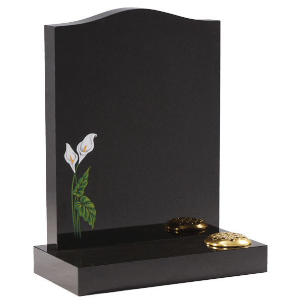 Headstone With Hand Painted Lily