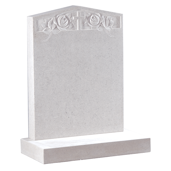 Peon Top Headstone With Cross & Rose