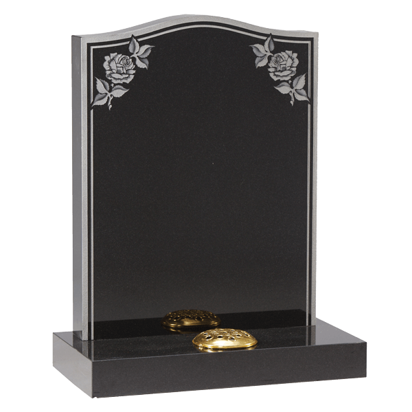 Headstone With Etched Roses